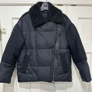 All Saints Black Jacket with Asymmetrical Zipper